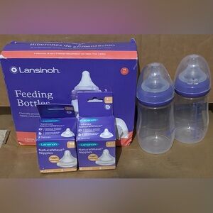 Lansinoh NaturalWave Bottle and Nipple Set - Purple and Clear